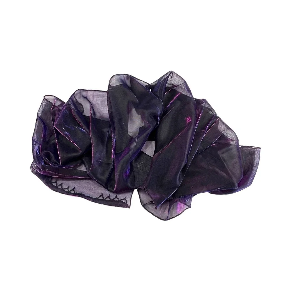 Chicos Purple Metallic Beaded Trim Shawl Wrap 14 x 64